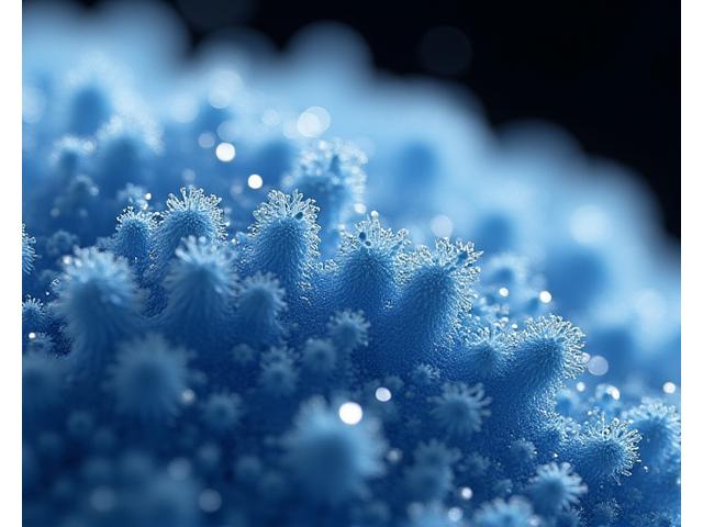 電子顕微鏡で拡大された魚骨ミネラルの超微細粉末